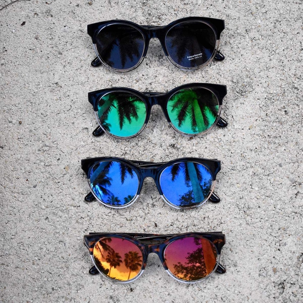 Blue Mirrored Waverly Round Sunglasses - Picture 2 of 4